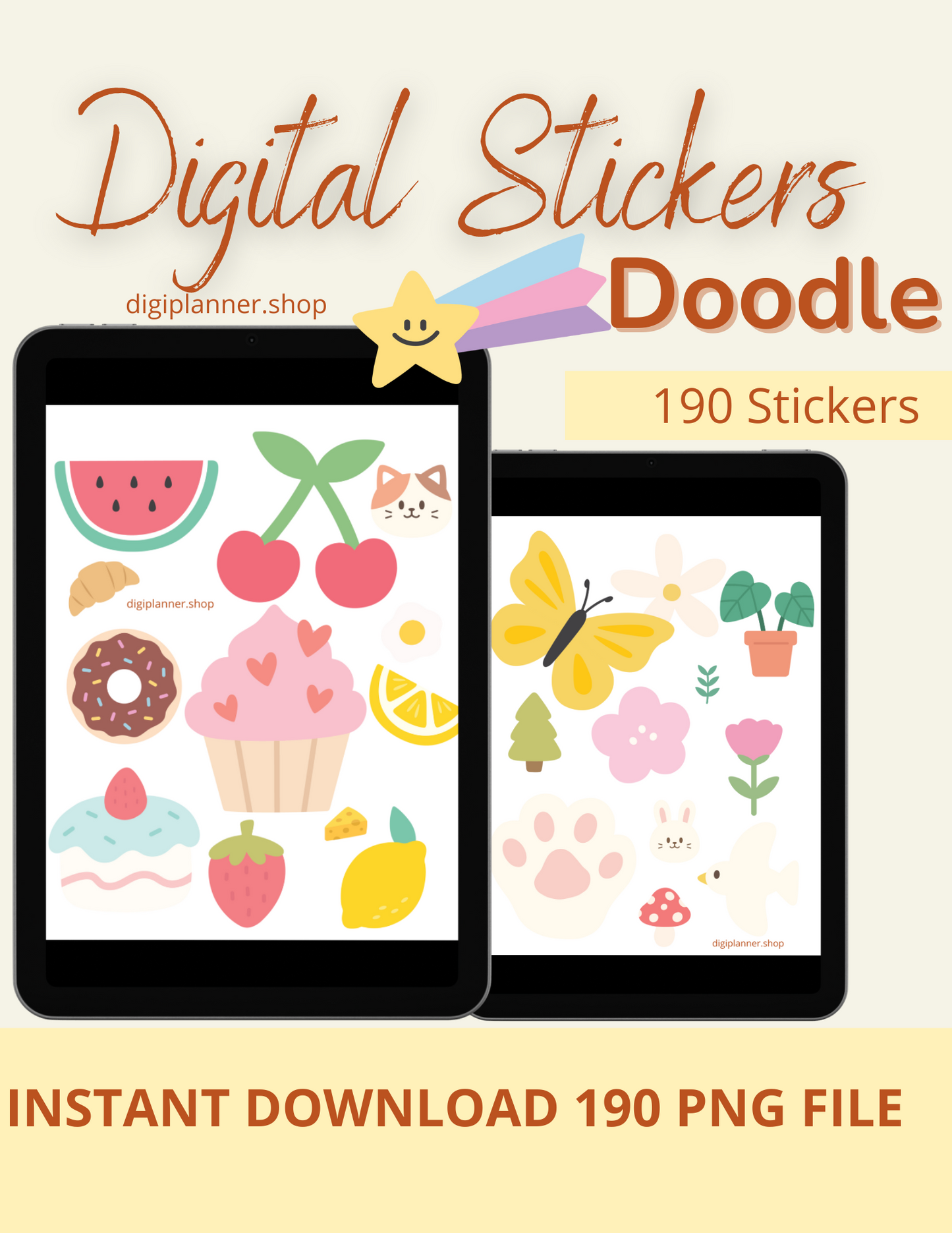 Digital Stickers - notas adesivas Doodle! 🎨✨ 190png
