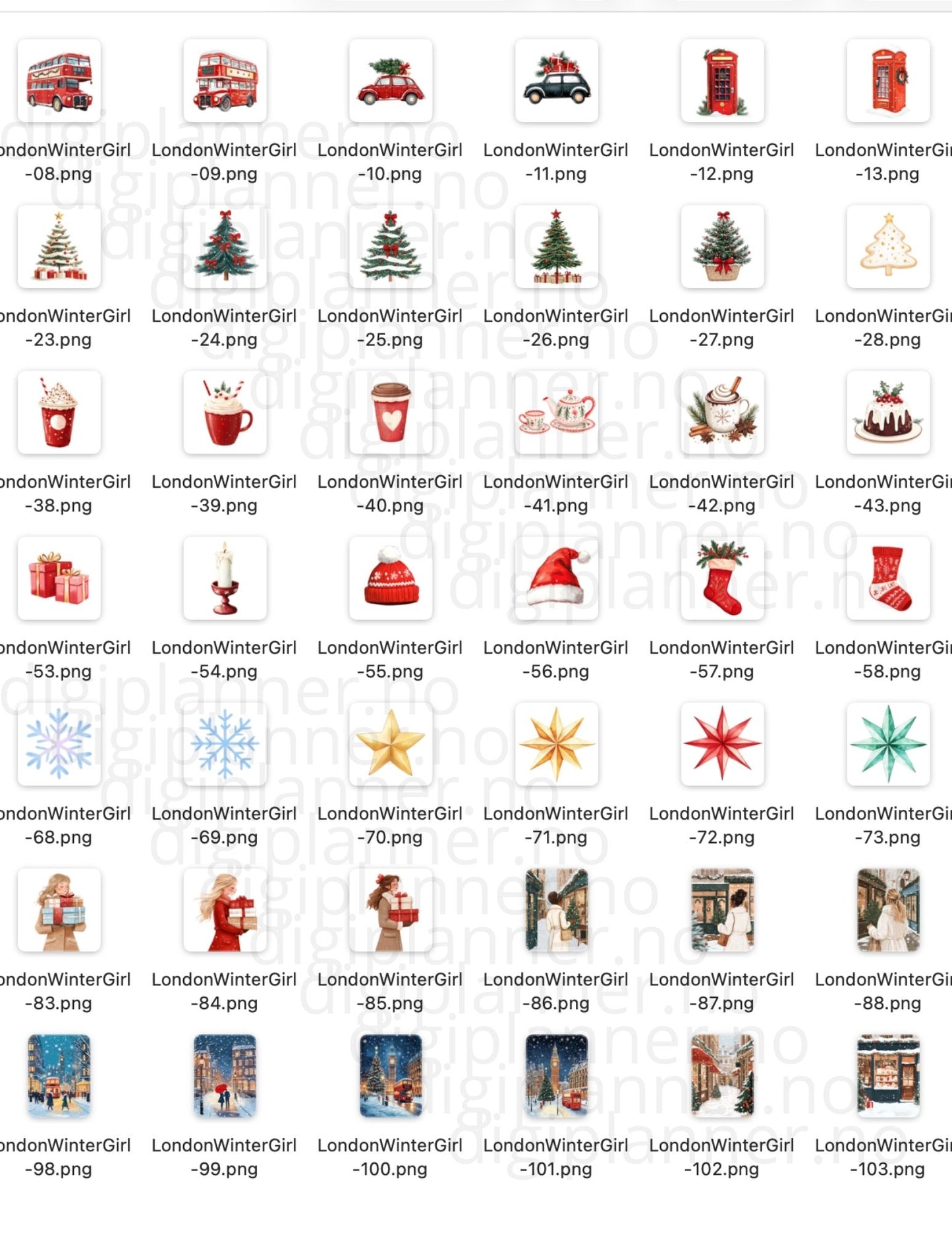 Digital Stickers - London Winter Girl - 120 stickers