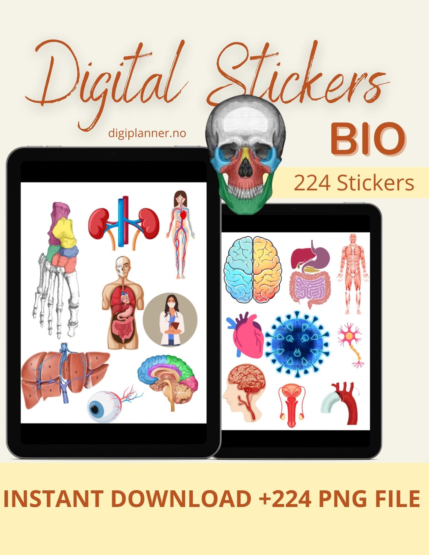 Digital Stickers - BIO + 224 digitale klistremerker!