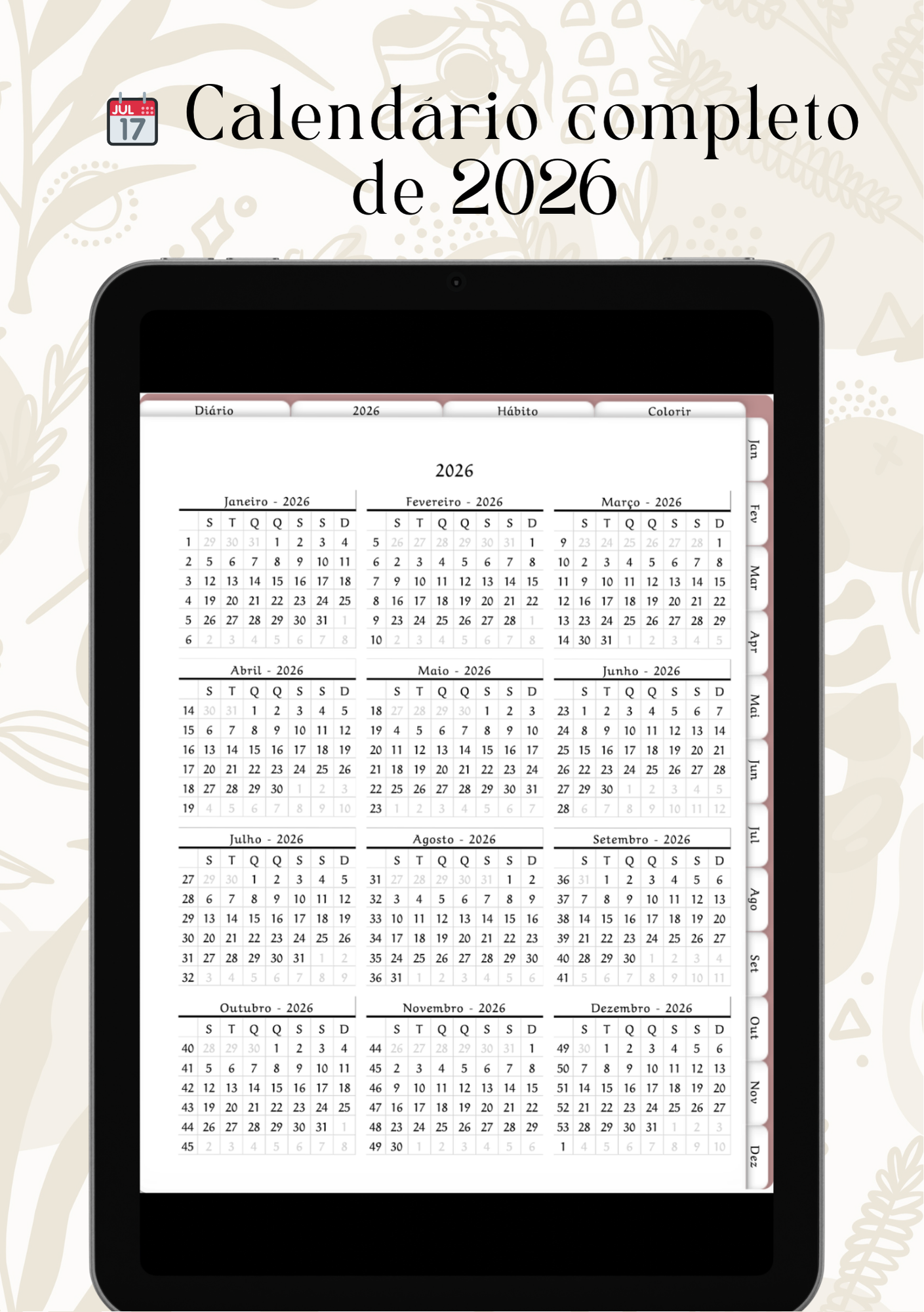 ✨ Diário Digital 2026 – Planeje, Reflita e Relaxe ✨