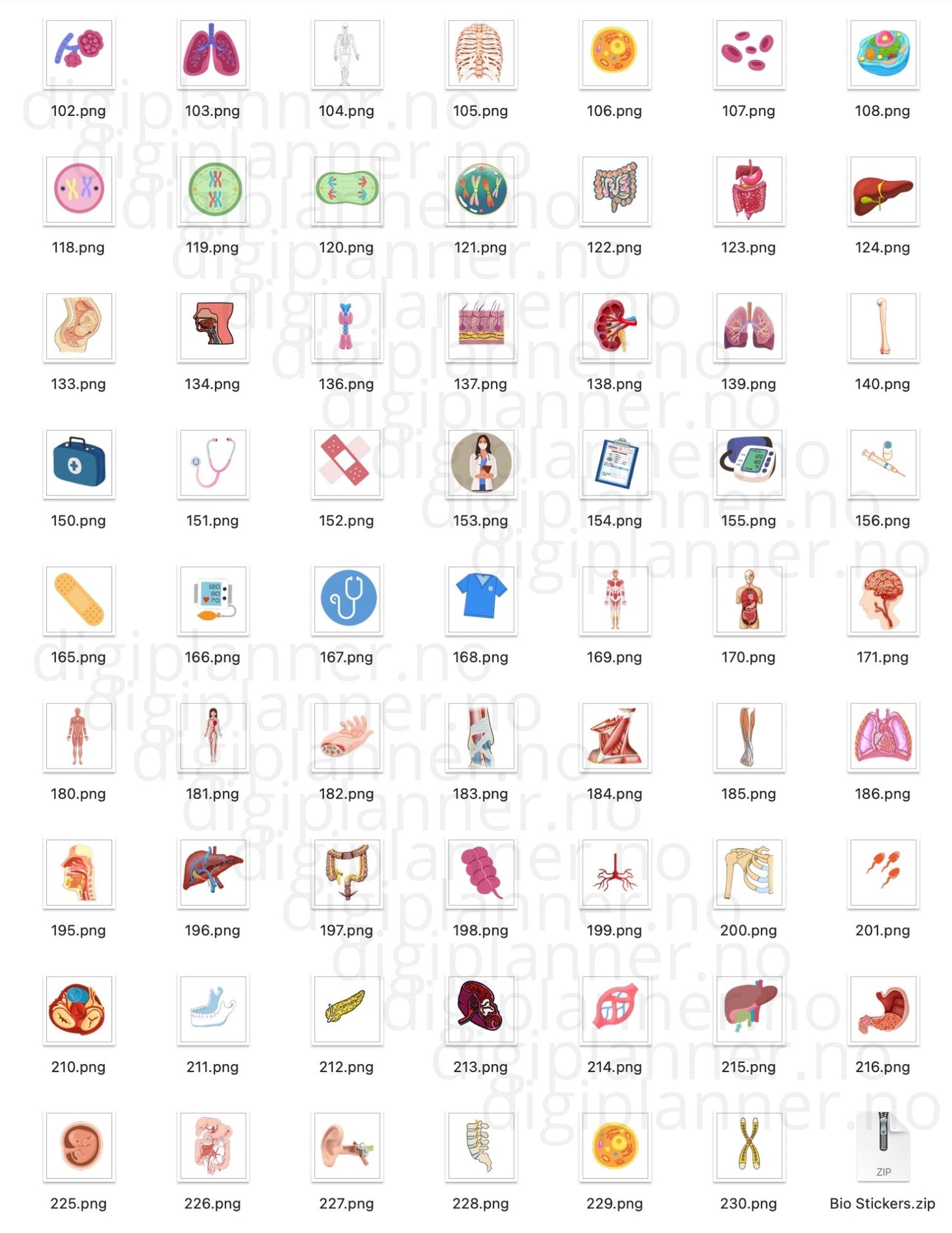 Digital Stickers - BIO + 224 digitale klistremerker!