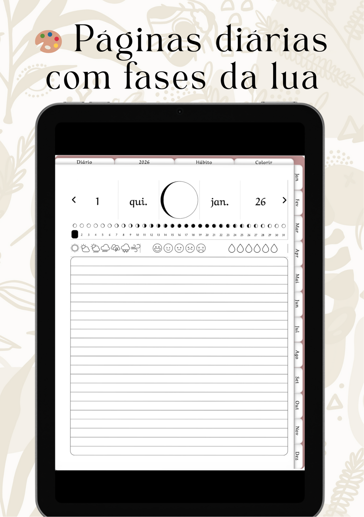 ✨ Diário Digital 2026 – Planeje, Reflita e Relaxe ✨