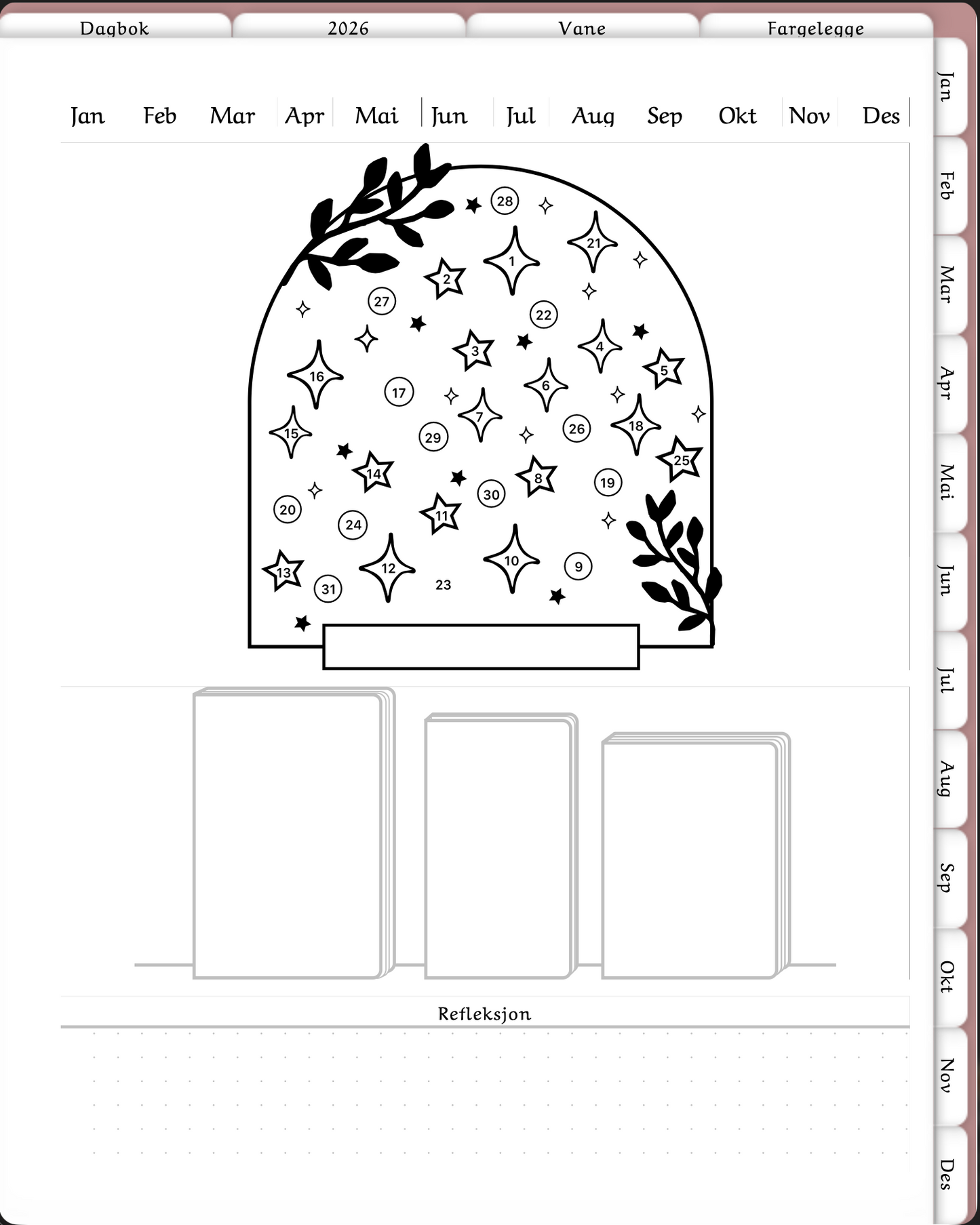 🌙 Dagbok 2026 – Din personlige reise gjennom året