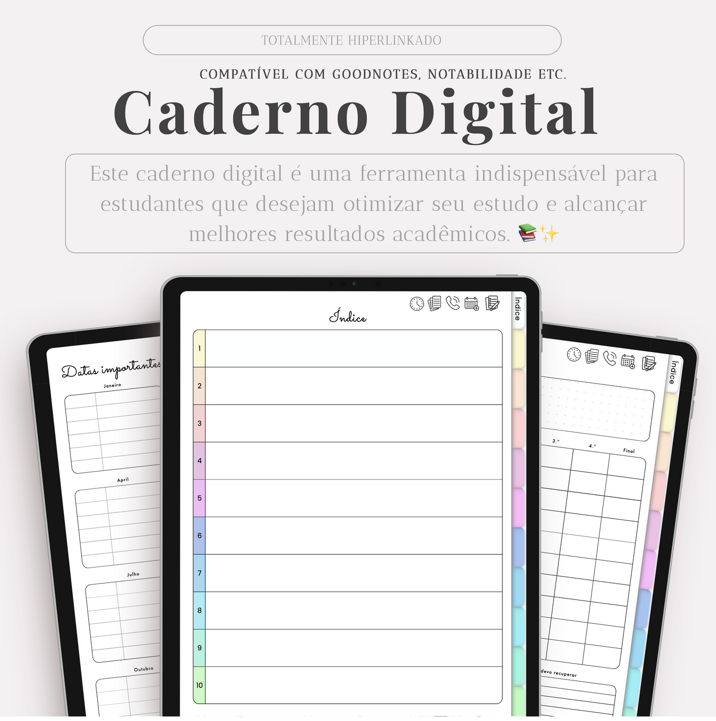 📒 Caderno Digital Escolar com 10 Matérias em português